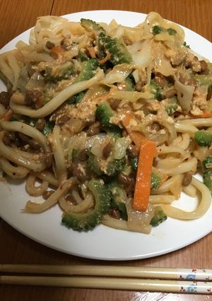 納豆キムチ☆ゴーヤチャンプルーうどん!!-レシピのメイン写真
