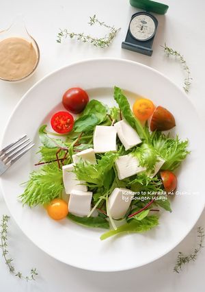ベビーリーフと豆腐のサラダ☆胡麻ドレ-レシピのメイン写真