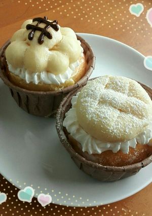 ふわっとメロンパンカップケーキ♡-レシピのメイン写真