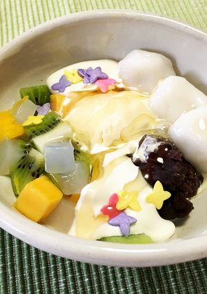 【ふりふりクリーム】白玉クリームあんみつ-レシピのメイン写真