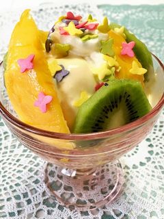 【ふりふりクリーム】フルーツパフェ-レシピのメイン写真