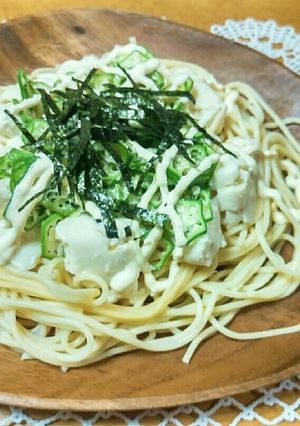 簡単ヘルシー♪豆腐とオクラの冷製パスタ♪-レシピのメイン写真