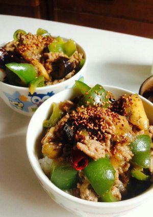 ピリ辛旨！揚げない麻婆茄子丼♪-レシピのメイン写真