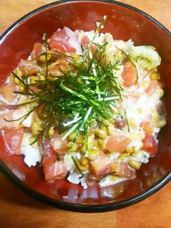 簡単!まぐろブツDEふわとろ納豆丼♪-レシピのメイン写真
