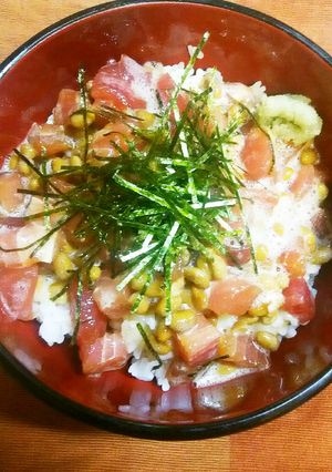 簡単!まぐろブツDEふわとろ納豆丼♪-レシピのメイン写真
