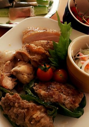 今日の晩ご飯/肉詰めピーマン-レシピのメイン写真