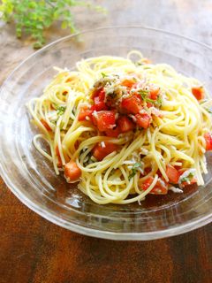 大葉香る♪しらすとトマトの冷製パスタ-レシピのメイン写真
