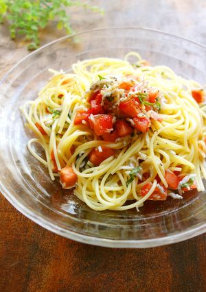 大葉香る♪しらすとトマトの冷製パスタ-レシピのメイン写真