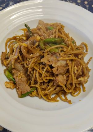 アスパラとふわふわ卵の焼きそば-レシピのメイン写真