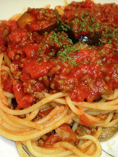 茄子とひき肉のトマトパスタ(人´ω`*)-レシピのメイン写真