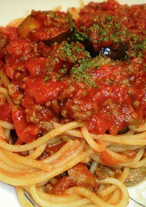 茄子とひき肉のトマトパスタ(人´ω｀*)-レシピのメイン写真