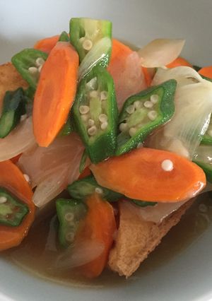 厚揚げステーキ 夏野菜あんかけ-レシピのメイン写真