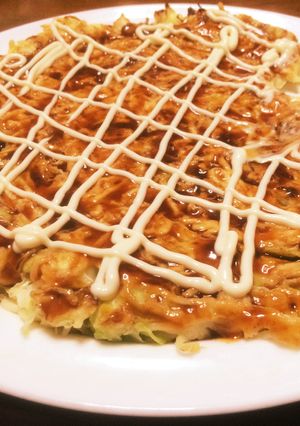 そうめんリメイクもっちりお好み焼き！-レシピのメイン写真