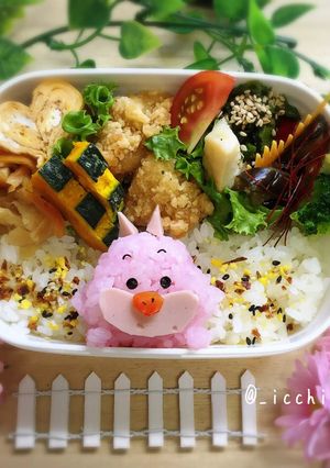 キャラ弁！ツムツムのチェシャ猫-レシピのメイン写真