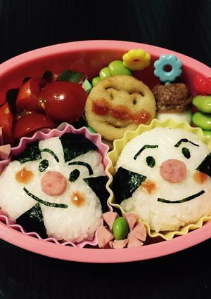 キャラ弁☆おむすびまん&こむすびまん弁当-レシピのメイン写真