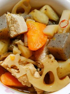 簡単!蓮根とごぼう蒟蒻 鶏むね肉の煮物*-レシピのメイン写真