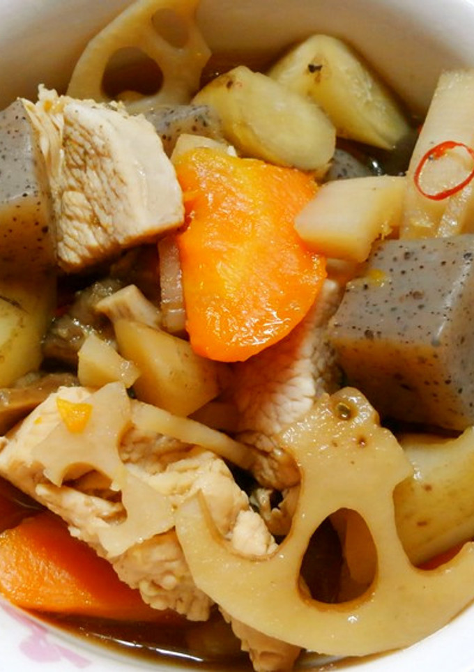 簡単！蓮根とごぼう蒟蒻 鶏むね肉の煮物＊-レシピのメイン写真