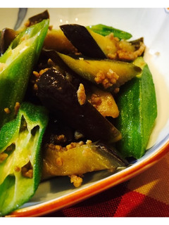 茄子とオクラのひき肉甘醤油炒め-レシピのメイン写真