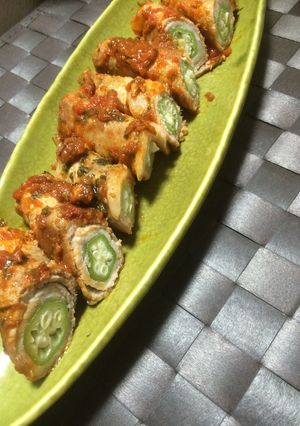 豚肉のオクラ巻きトマトソース-レシピのメイン写真