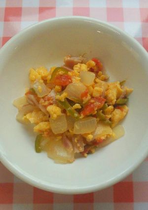 トマト入り炒り卵　給食-レシピのメイン写真