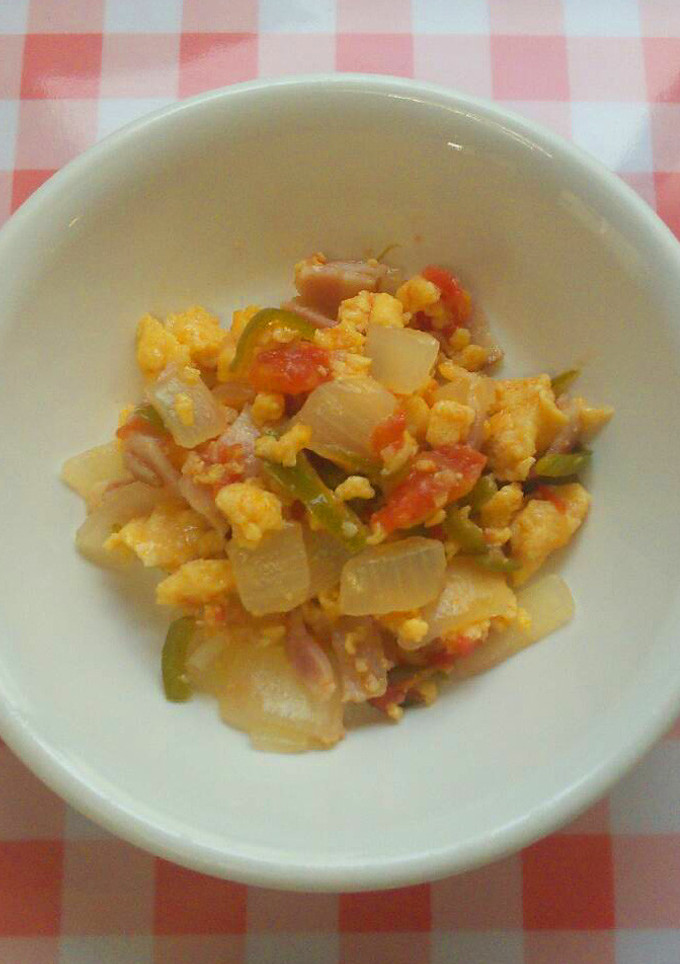 トマト入り炒り卵　給食-レシピのメイン写真