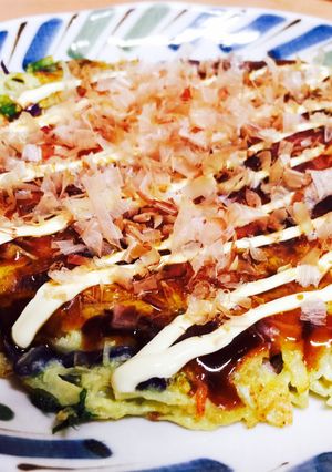 コンビニカット野菜で小麦粉無お好み焼き風-レシピのメイン写真