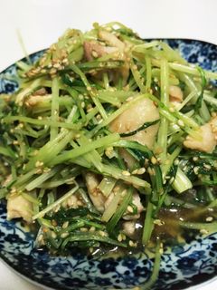 簡単!!水菜と鶏皮のごまポン和え-レシピのメイン写真