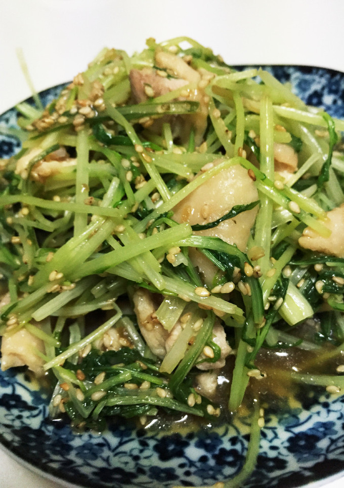 簡単!!水菜と鶏皮のごまポン和え-レシピのメイン写真