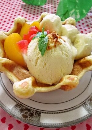 ココナッツオイルで基本のワッフルボウル-レシピのメイン写真