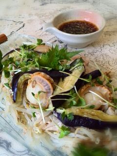 豚薄切り肉とホタテのレンチン冷しゃぶ-レシピのメイン写真