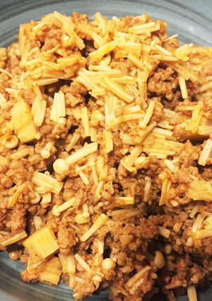 簡単 タイ風エノキとひき肉の炒め物-レシピのメイン写真