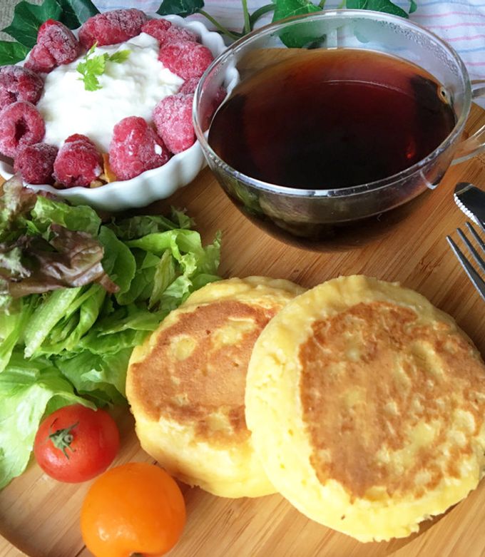 ふわもち♥ヘルシーおから豆腐パンケーキ-レシピのメイン写真