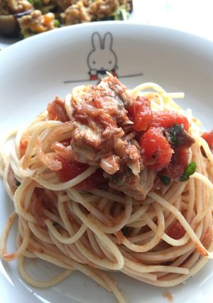 簡単☆サバとトマトの冷製パスタ♡缶詰使用-レシピのメイン写真