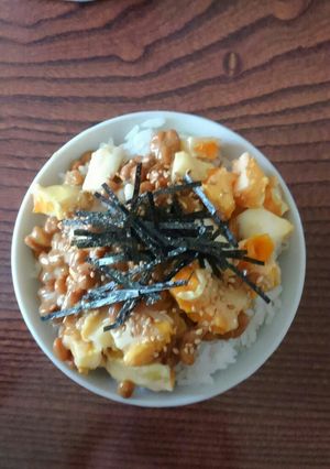半熟タマゴ辛子納豆ごはん　備忘録-レシピのメイン写真