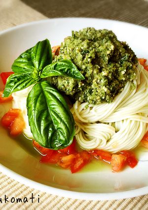 胡瓜とバジルのアレンジ素麺-レシピのメイン写真