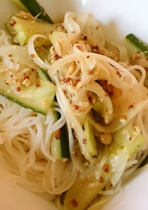 きゅうりとツナのマスタードサラダそうめん-レシピのメイン写真