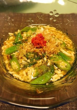 オクラ鶏ミンチの麺つゆ梅煮-レシピのメイン写真