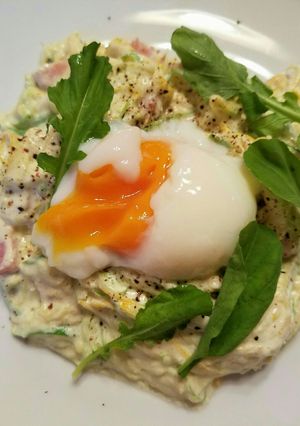 ズッキーニとアスパラ麺のカルボナーラ風-レシピのメイン写真