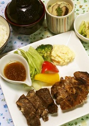 妄想海外大戸屋※牛と豚バラの塩麹焼き定食-レシピのメイン写真