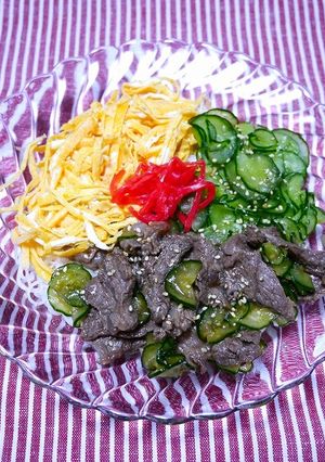簡単!牛肉胡瓜の煮びたしそうめん-レシピのメイン写真