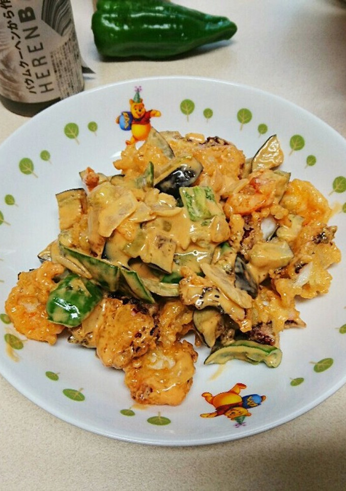 夏野菜とタコのエビマヨ-レシピのメイン写真