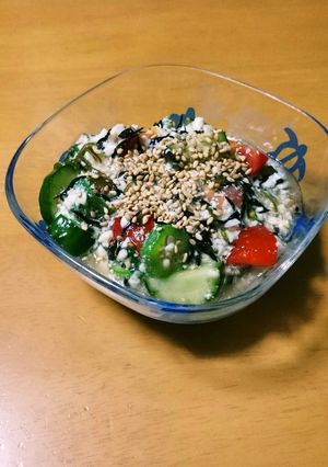切ってあえるだけ!!夏野菜の白和えサラダ-レシピのメイン写真