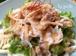 ピリ辛ゴマだれ☆冷しゃぶサラダうどん-レシピのメイン写真