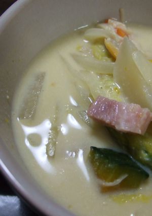 豆乳スープ野菜たっぷりクラムチャウダー-レシピのメイン写真