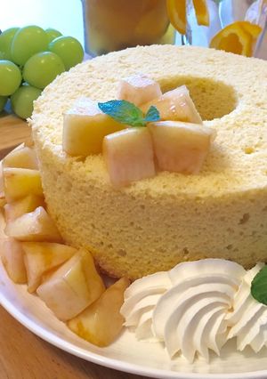 ふわふわしっとり簡単☆桃のシフォンケーキ-レシピのメイン写真