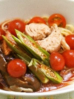 シーチキンで冷製トマトスパゲティ-レシピのメイン写真