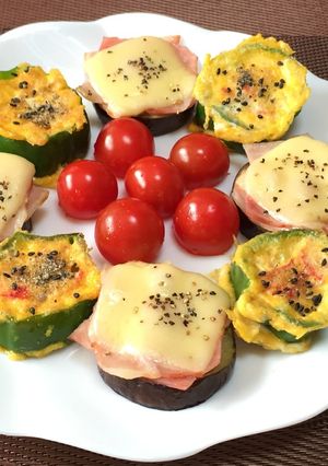 ピーマンエッグとなすベーコンチーズ-レシピのメイン写真