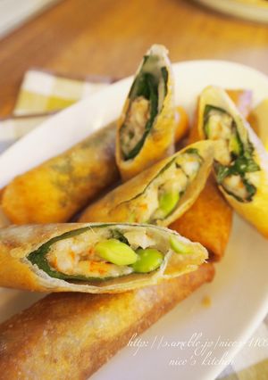 青紫蘇がいい感じ☆海老と枝豆チーズ春巻き-レシピのメイン写真