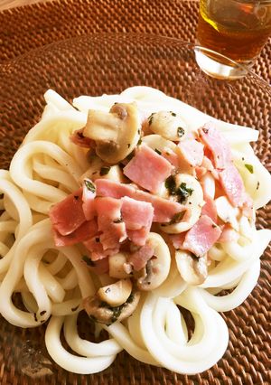 簡単美味ベーコンマッシュルームの冷うどん-レシピのメイン写真