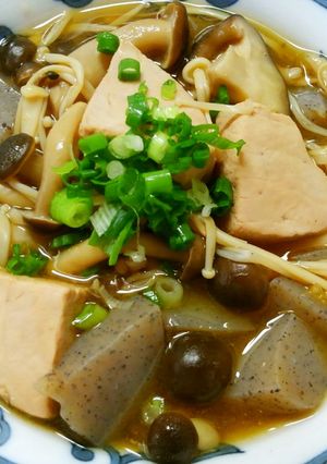 簡単！キノコとこんにゃく マグロの煮物♪-レシピのメイン写真